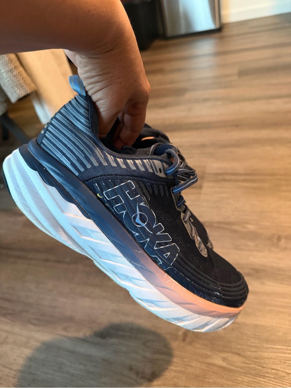 Hoka Navy and White Road Running Shoes